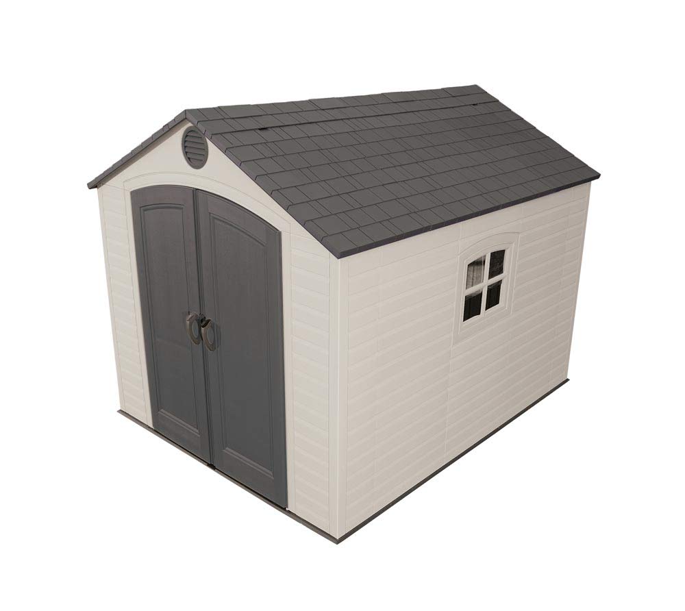 Lifetime 60310 Garden Storage Shed, 7 x 9.5 ft (213 x 289 cm), High-Density Polyethylene (HDPE), Steel-Reinforced Apex Roof, Tan