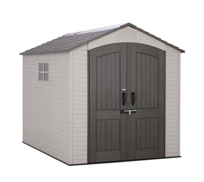 Lifetime 60310 Garden Storage Shed, 7 x 9.5 ft (213 x 289 cm), High-Density Polyethylene (HDPE), Steel-Reinforced Apex Roof, Tan