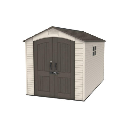Lifetime 60310 Garden Storage Shed, 7 x 9.5 ft (213 x 289 cm), High-Density Polyethylene (HDPE), Steel-Reinforced Apex Roof, Tan