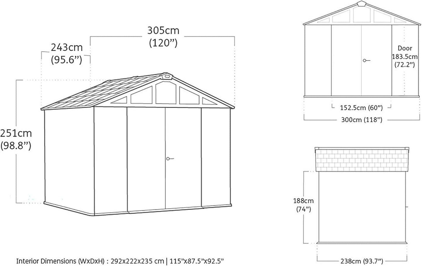 Keter Stronghold Shed 10x8ft – Brown | 18.6m³ Heavy-Duty Outdoor Storage | Steel-Reinforced Evotech Panels | Extra-Wide Doors, Skylights & Ventilation | Weatherproof & Maintenance-Free