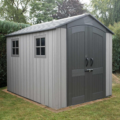 Lifetime 60310 Garden Storage Shed, 7 x 9.5 ft (213 x 289 cm), High-Density Polyethylene (HDPE), Steel-Reinforced Apex Roof, Tan