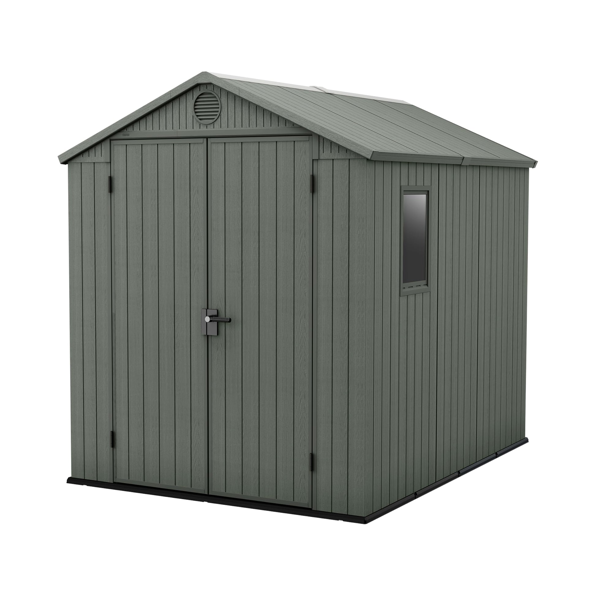 Keter Darwin Outdoor Apex Double Door Garden Storage Shed 6 x 8ft Grey Evotech+ Wood Look and Feel | Fade Free | All Weather Resistant | Safe and Secure | Zero Maintenance | 15 year Warranty