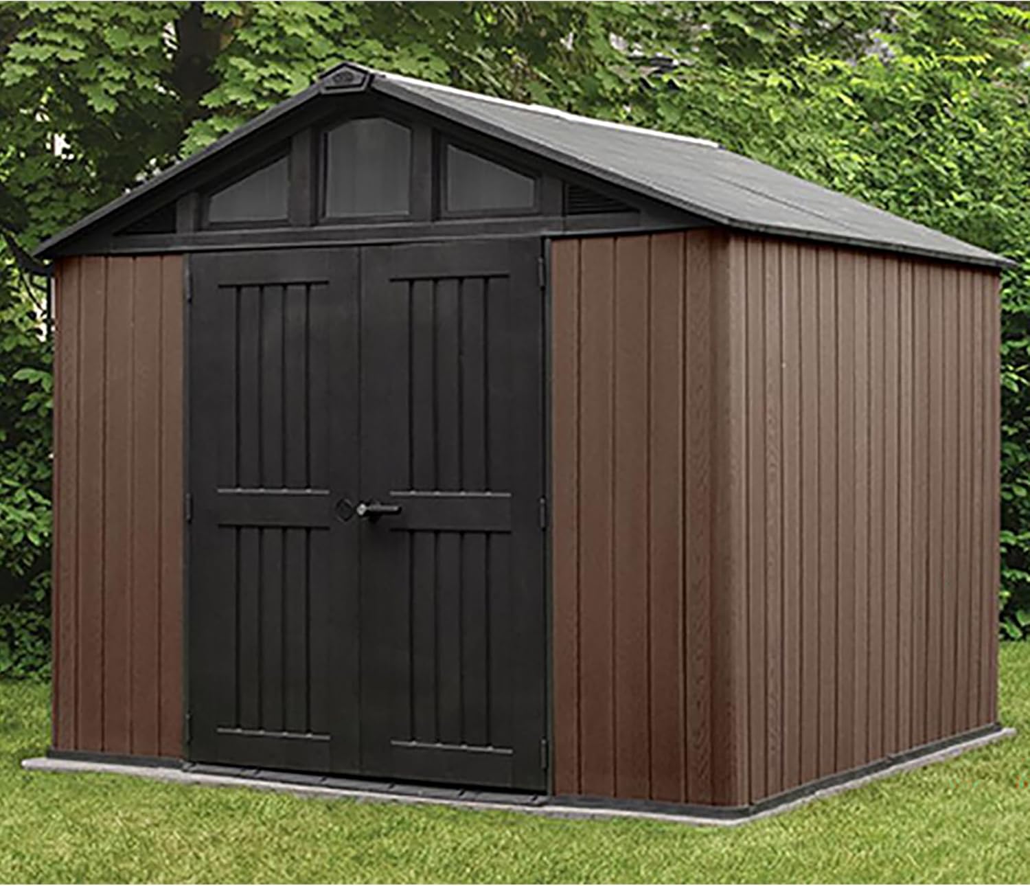 Keter Stronghold Shed 10x8ft – Brown | 18.6m³ Heavy-Duty Outdoor Storage | Steel-Reinforced Evotech Panels | Extra-Wide Doors, Skylights & Ventilation | Weatherproof & Maintenance-Free