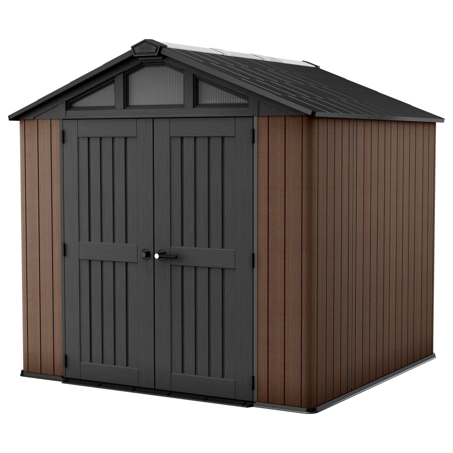 Keter Stronghold Shed 10x8ft – Brown | 18.6m³ Heavy-Duty Outdoor Storage | Steel-Reinforced Evotech Panels | Extra-Wide Doors, Skylights & Ventilation | Weatherproof & Maintenance-Free