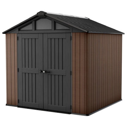 Keter Stronghold Shed 10x8ft – Brown | 18.6m³ Heavy-Duty Outdoor Storage | Steel-Reinforced Evotech Panels | Extra-Wide Doors, Skylights & Ventilation | Weatherproof & Maintenance-Free