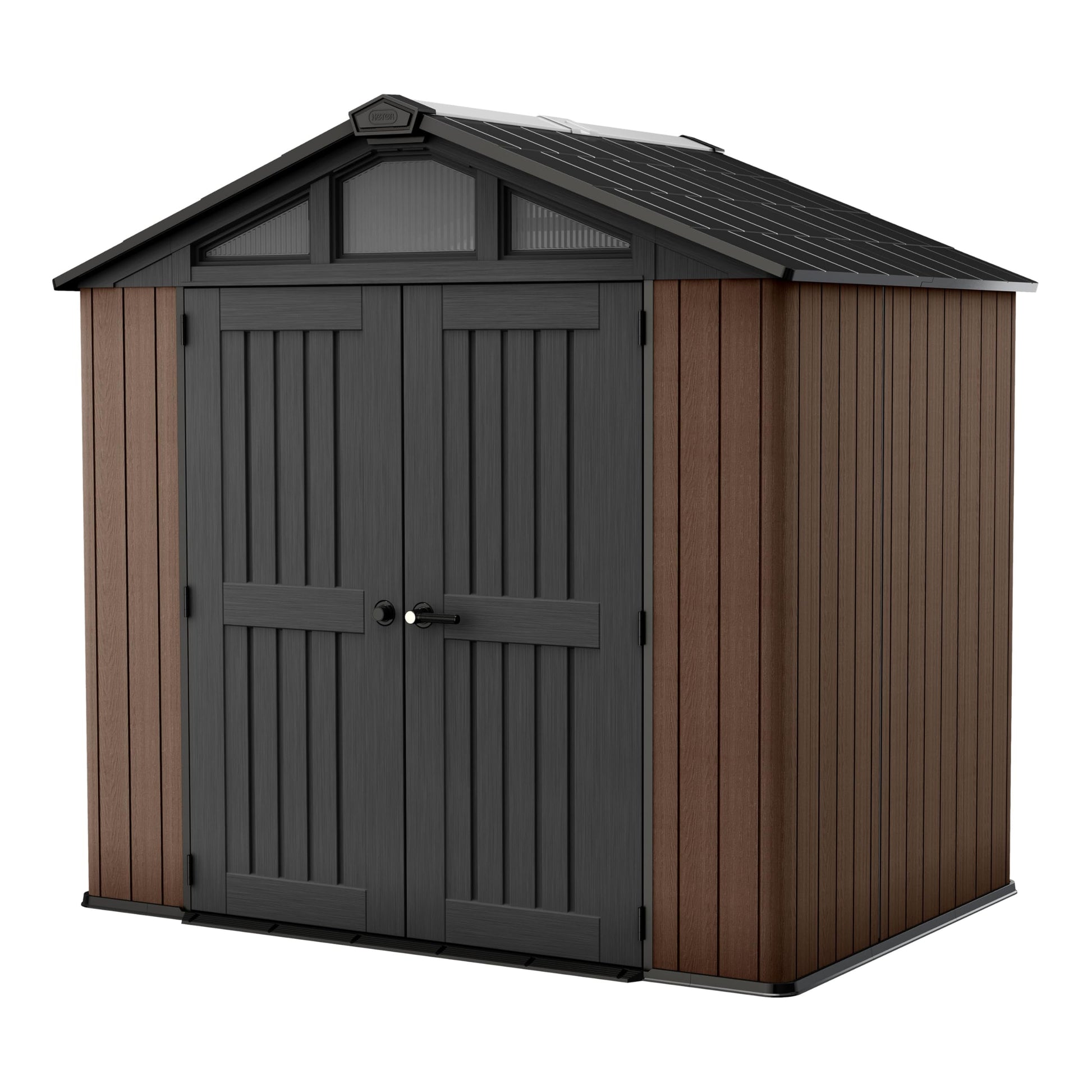 Keter Stronghold Shed 10x8ft – Brown | 18.6m³ Heavy-Duty Outdoor Storage | Steel-Reinforced Evotech Panels | Extra-Wide Doors, Skylights & Ventilation | Weatherproof & Maintenance-Free